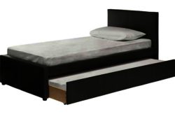 Single Suki Storage Bed Frame with Trundle Bed - Black